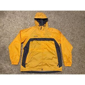 Columbia Men's Vented Hooded Jacket Gold Yellow Gray Size L